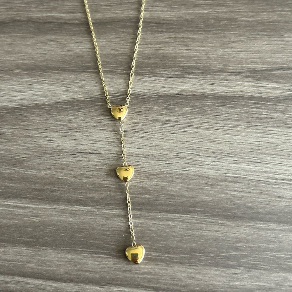 Gold heart Necklace Q444 - Picture 3 of 6